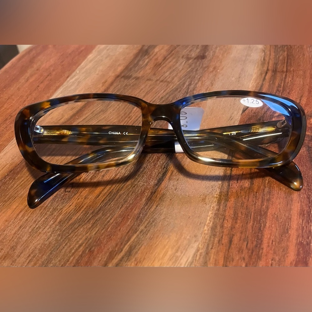 NWT Anthropologie A.J. Morgan Tortoise Blue & Brown Reading Glasses +1.25